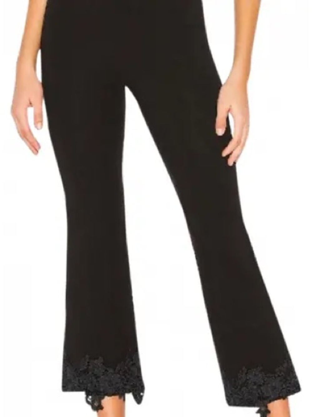 Bailey 44 Black lace appliqué hem trousers